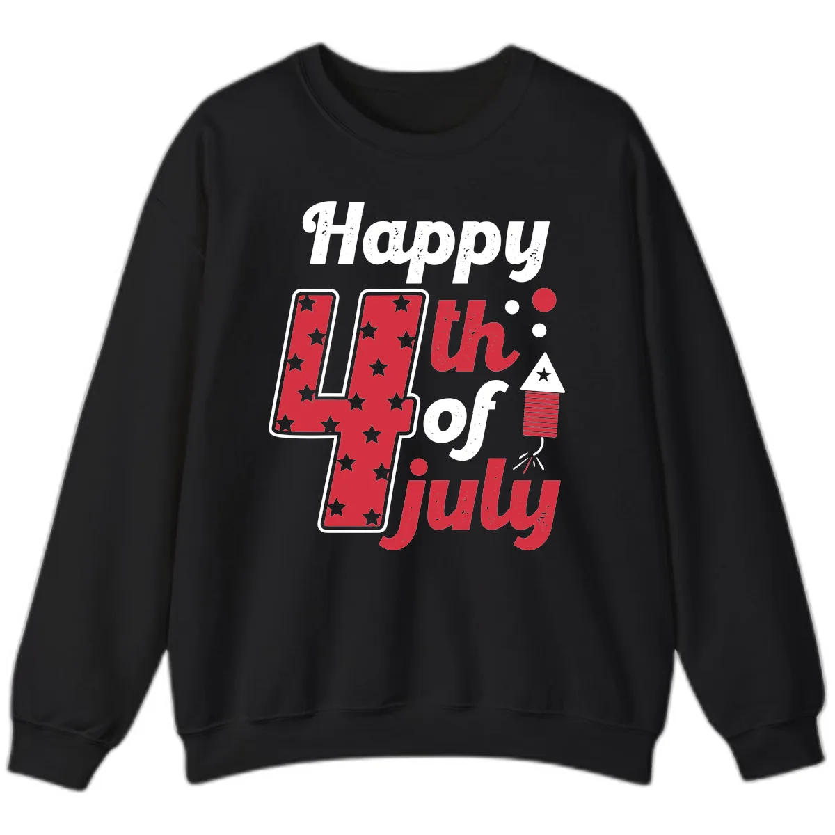 Happy Fourth of July Firecracker Stars Sweatshirt in Black