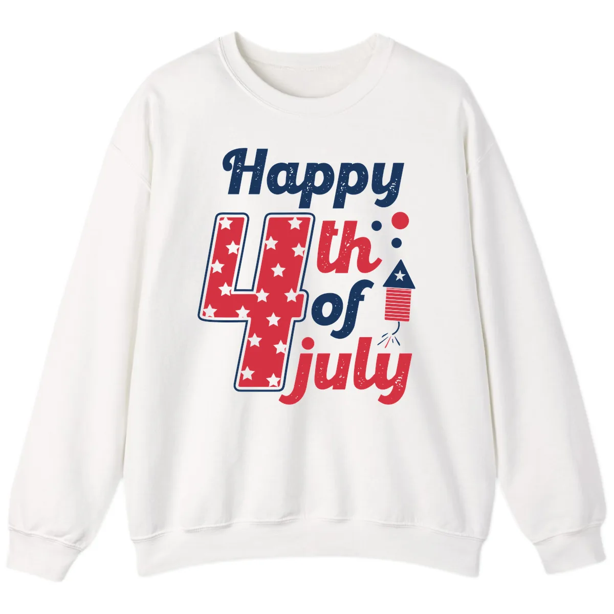 Happy Fourth of July Firecracker Stars Sweatshirt in White
