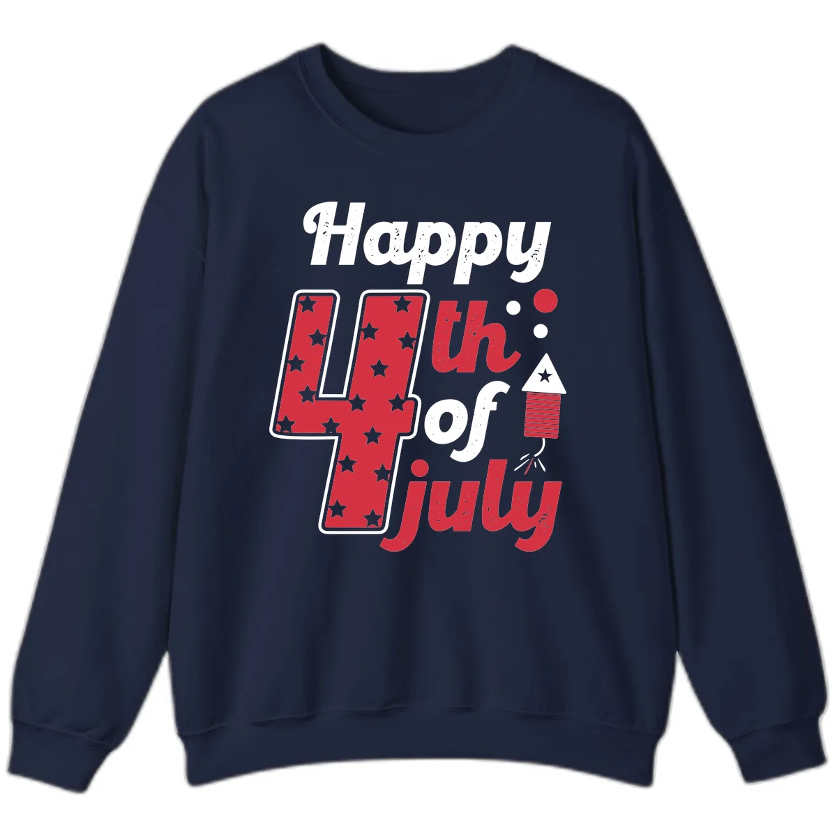 Happy Fourth of July Firecracker Stars Sweatshirt in Navy