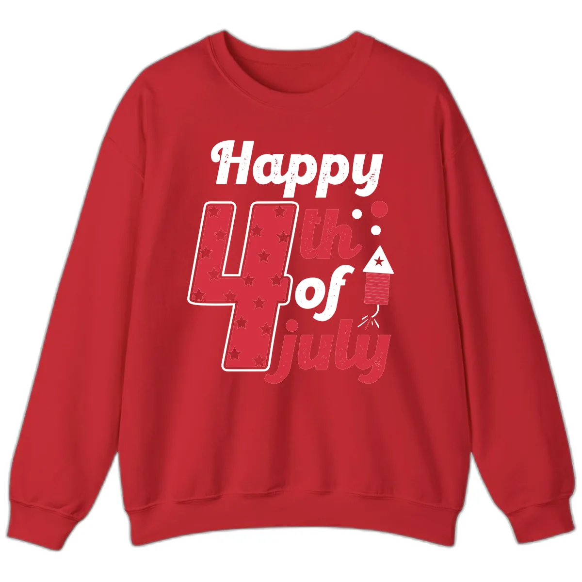 Happy Fourth of July Firecracker Stars Sweatshirt in Red