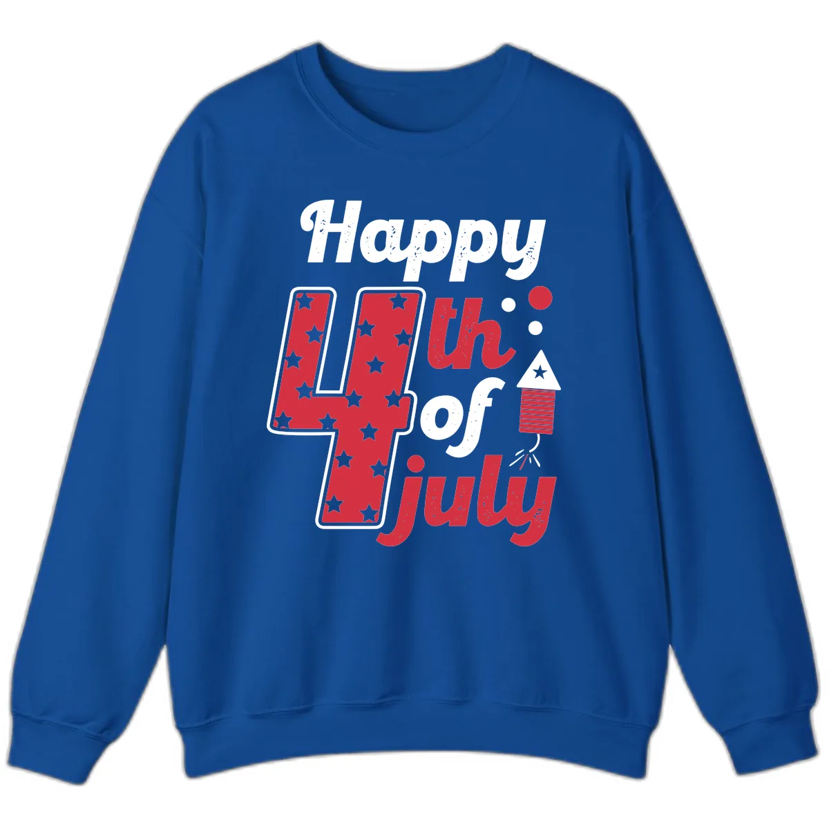Happy Fourth of July Firecracker Stars Sweatshirt in Royal