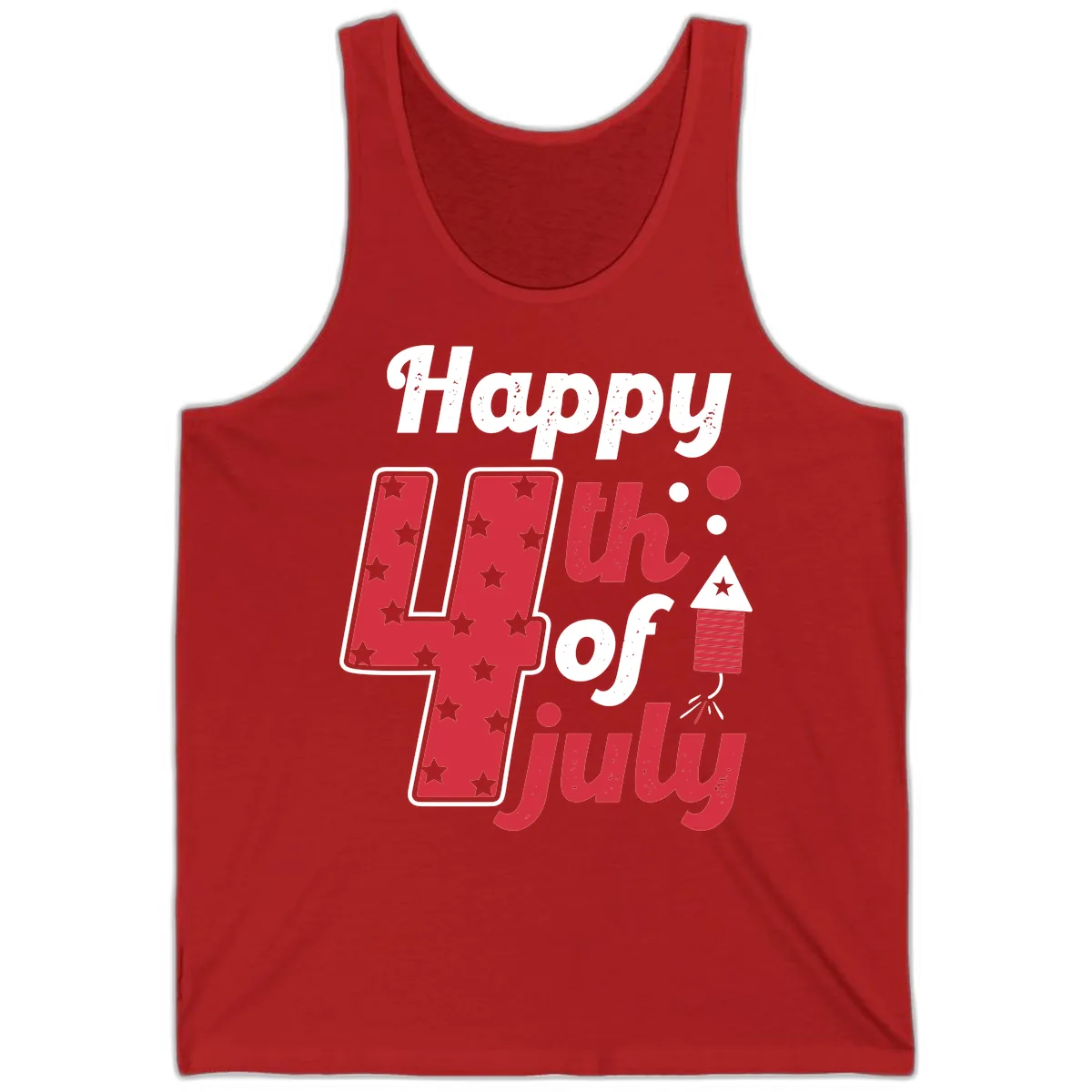Happy Fourth of July Firecracker Stars Tank in Red