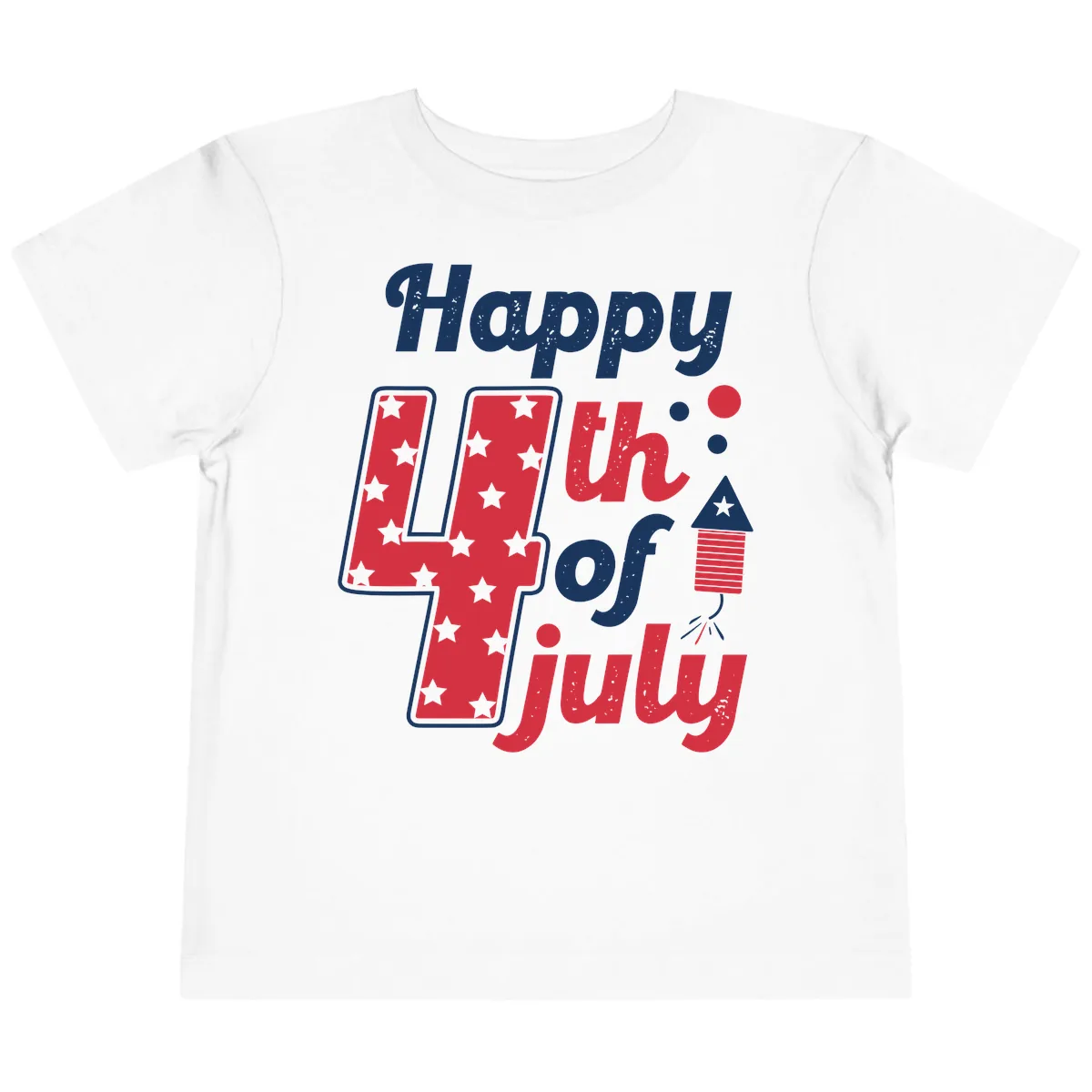 Happy Fourth of July Firecracker Stars Toddler T-Shirt in White