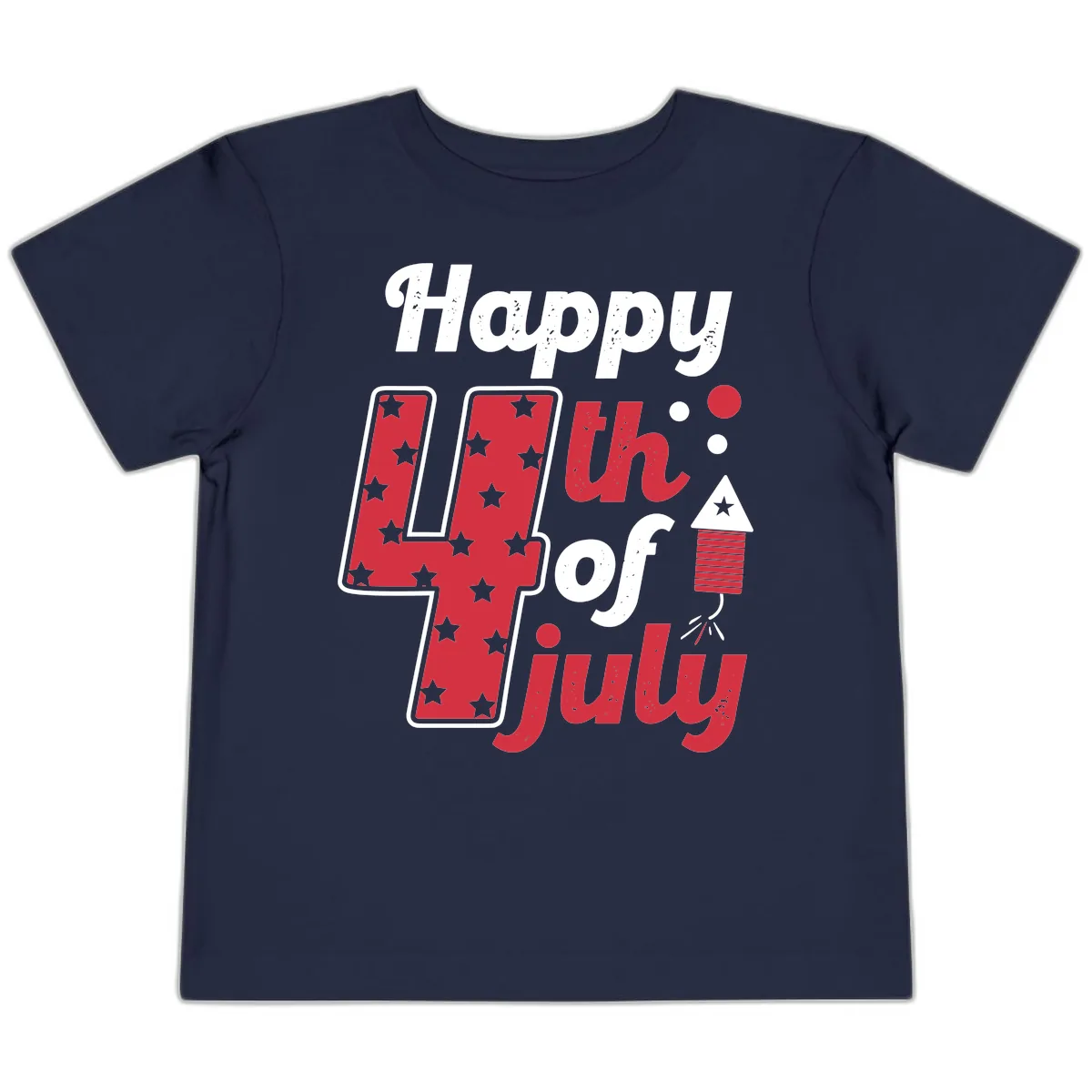 Happy Fourth of July Firecracker Stars Toddler T-Shirt in Navy