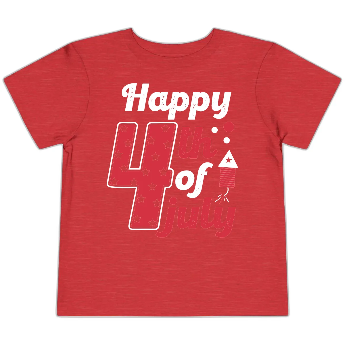 Happy Fourth of July Firecracker Stars Toddler T-Shirt in Heather Red