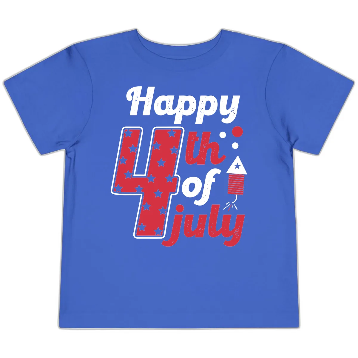 Happy Fourth of July Firecracker Stars Toddler T-Shirt in True Royal