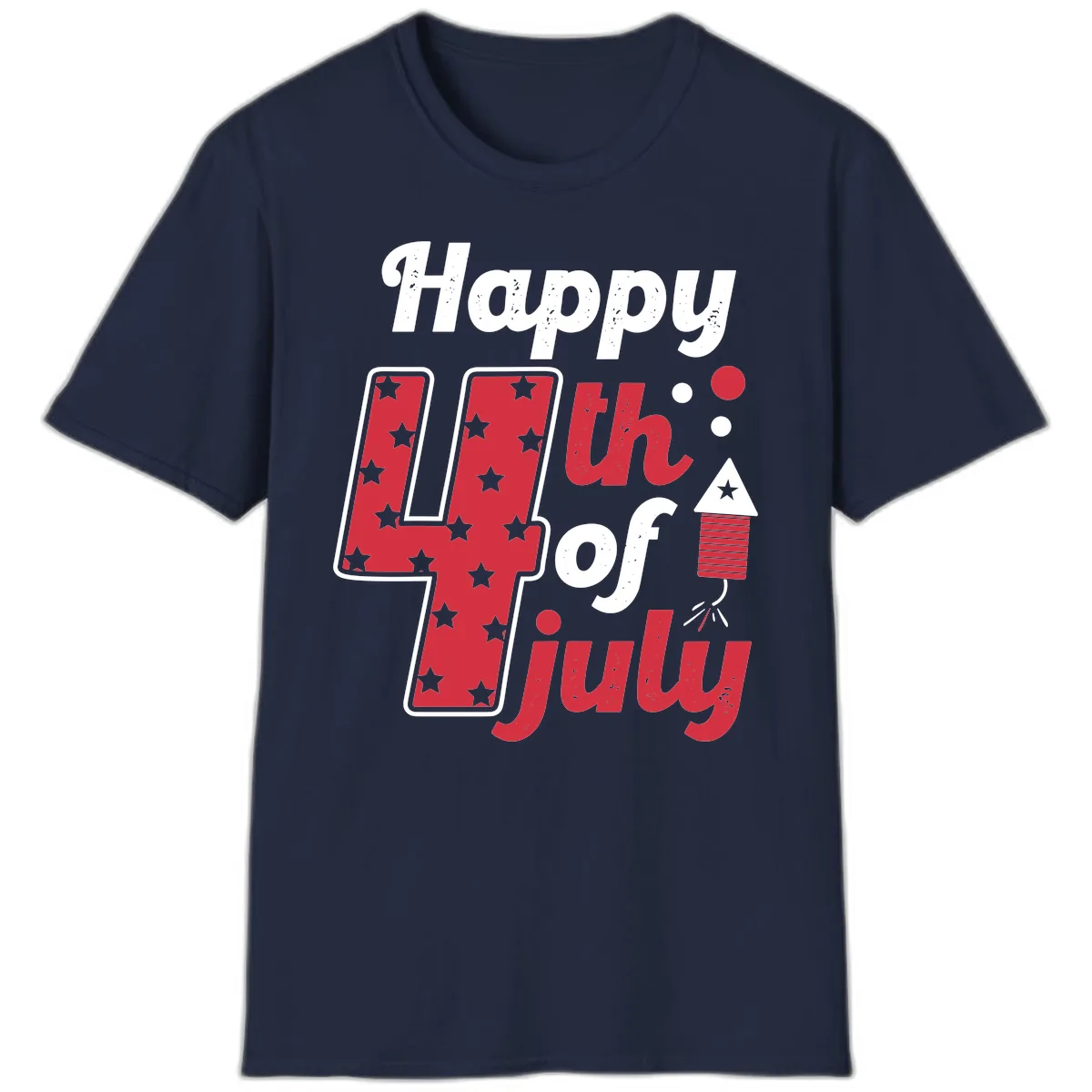 Happy Fourth of July Firecracker Stars T-Shirt in Navy