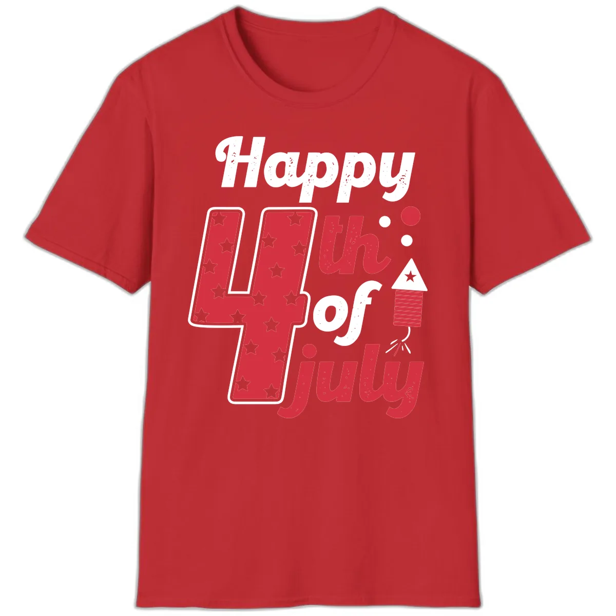 Happy Fourth of July Firecracker Stars T-Shirt in Red