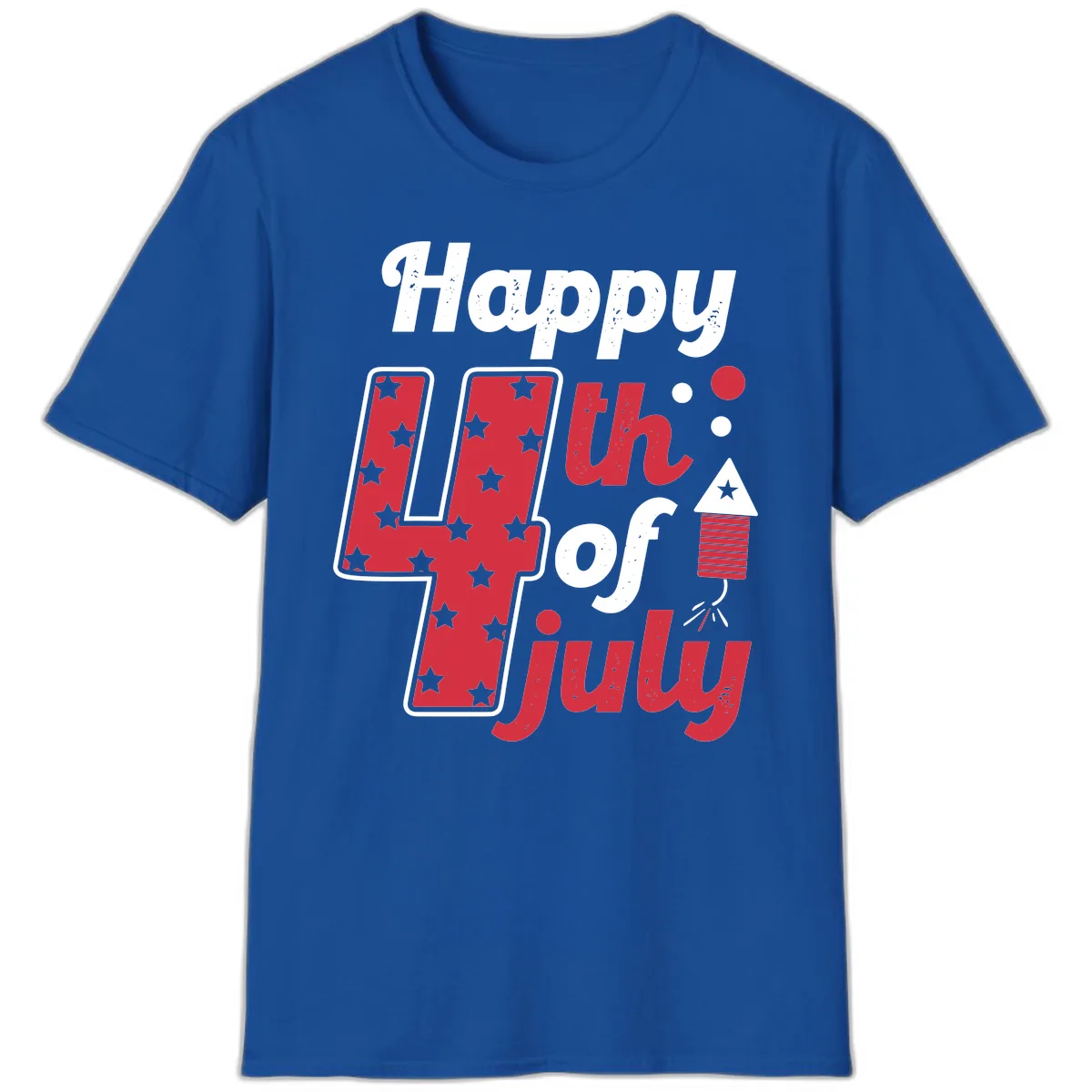 Happy Fourth of July Firecracker Stars T-Shirt in Royal