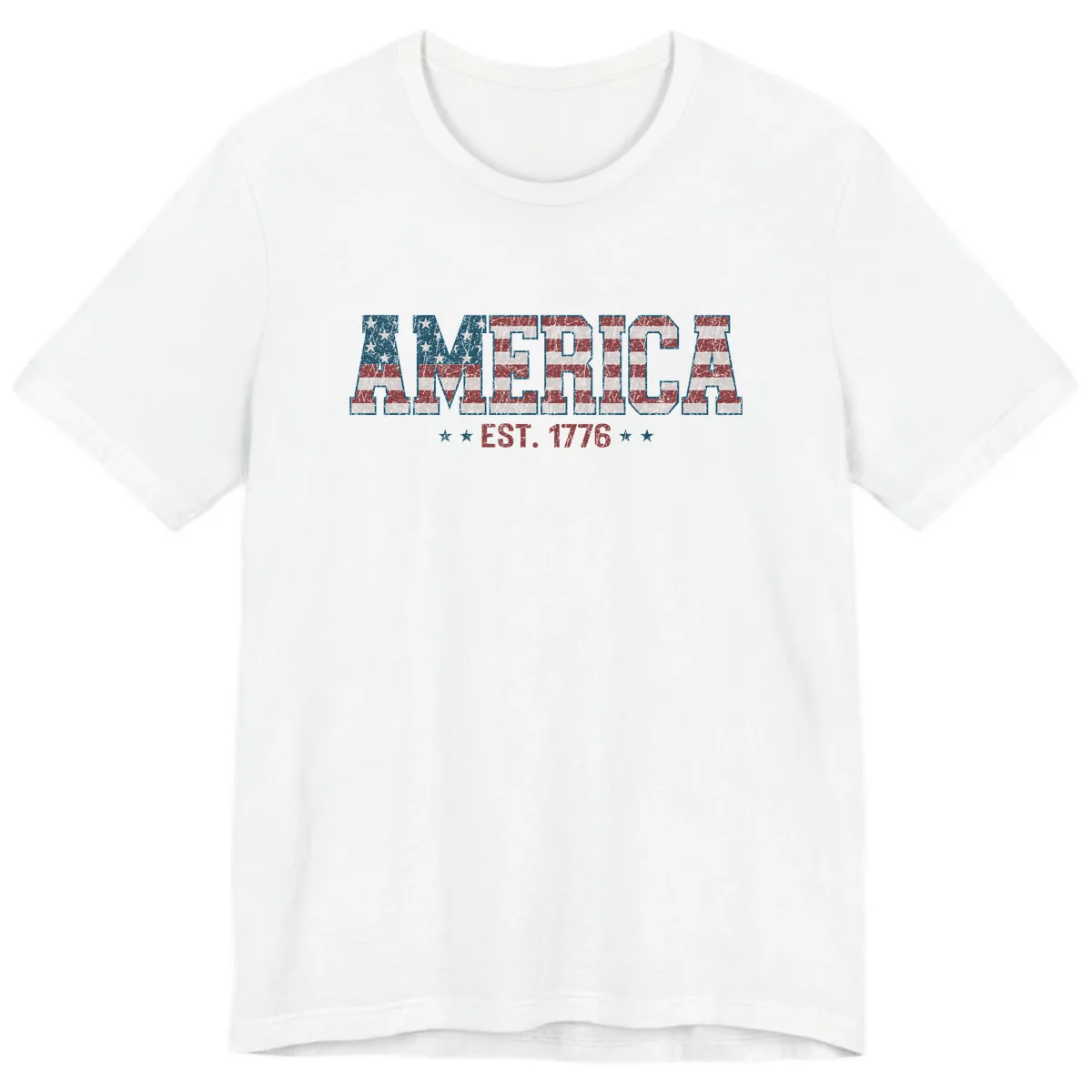 Distressed American Flag Est. 1776 Design Premium T-Shirt in White