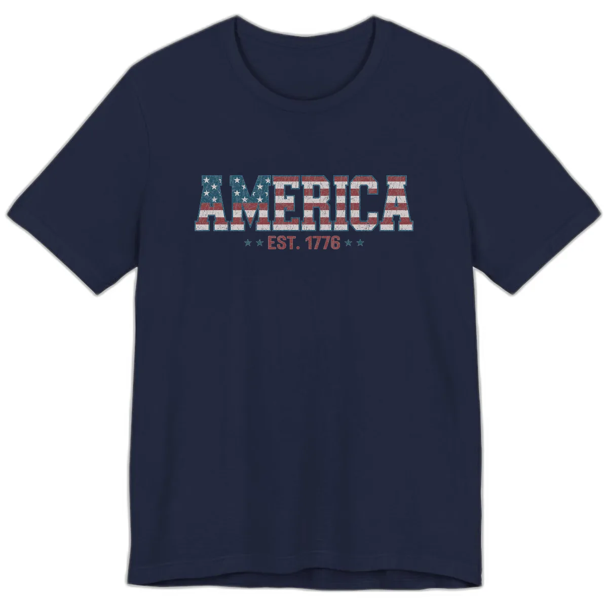 Distressed American Flag Est. 1776 Design Premium T-Shirt in Navy