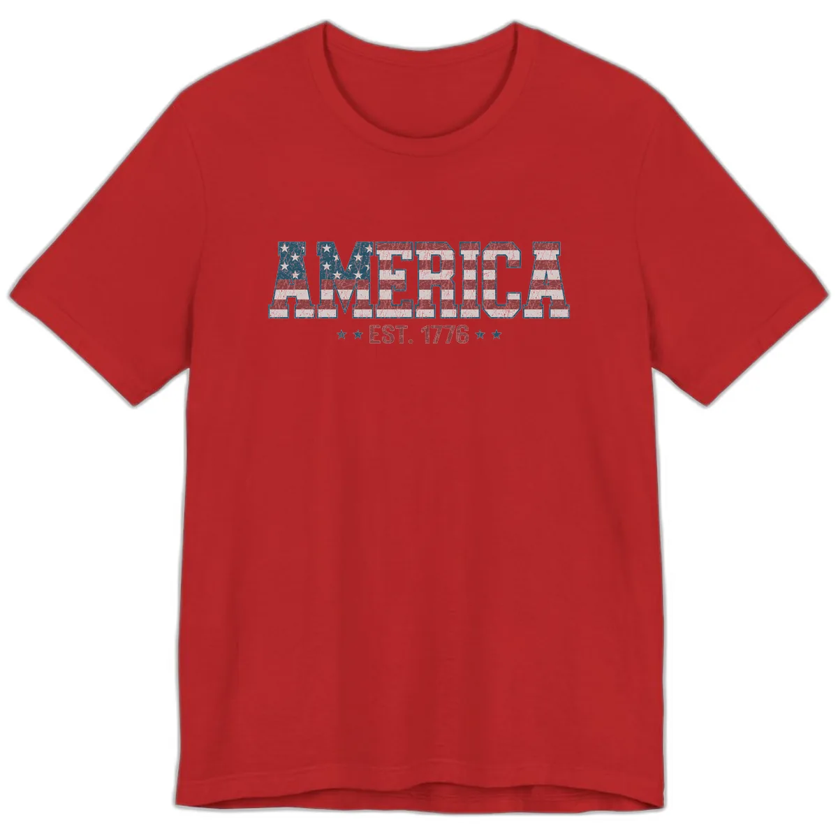 Distressed American Flag Est. 1776 Design Premium T-Shirt in Red