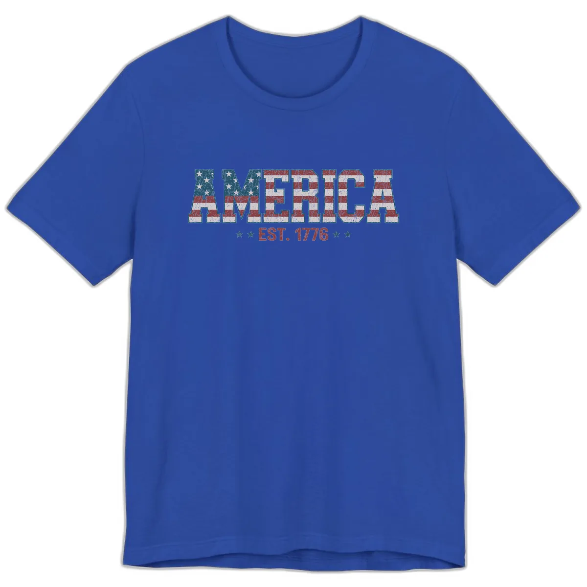 Distressed American Flag Est. 1776 Design Premium T-Shirt in True Royal