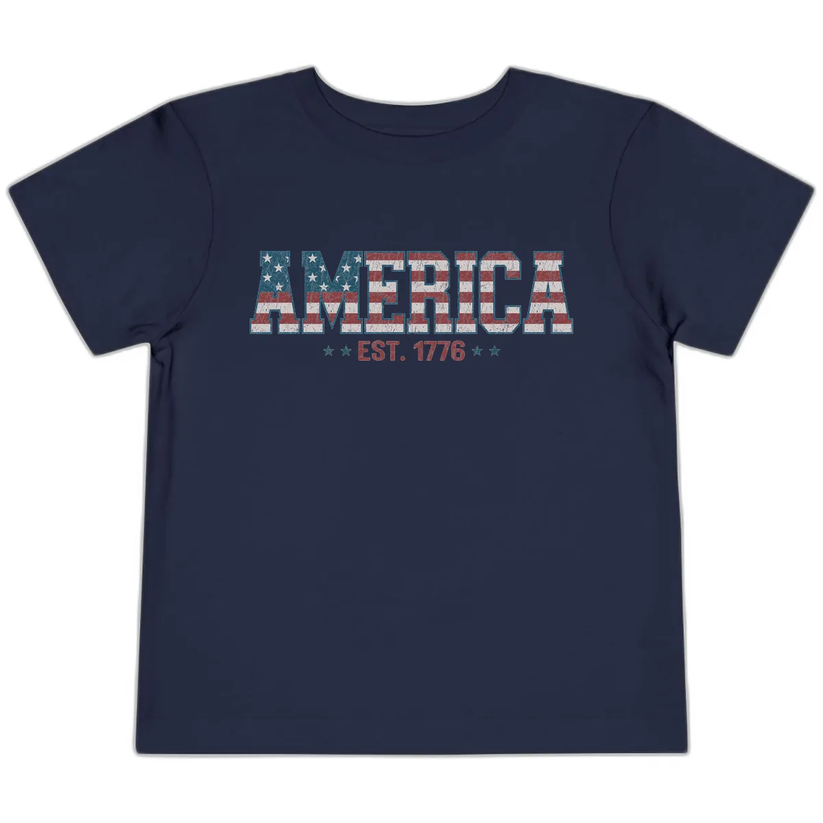 Distressed American Flag Est. 1776 Design Toddler T-Shirt in Navy