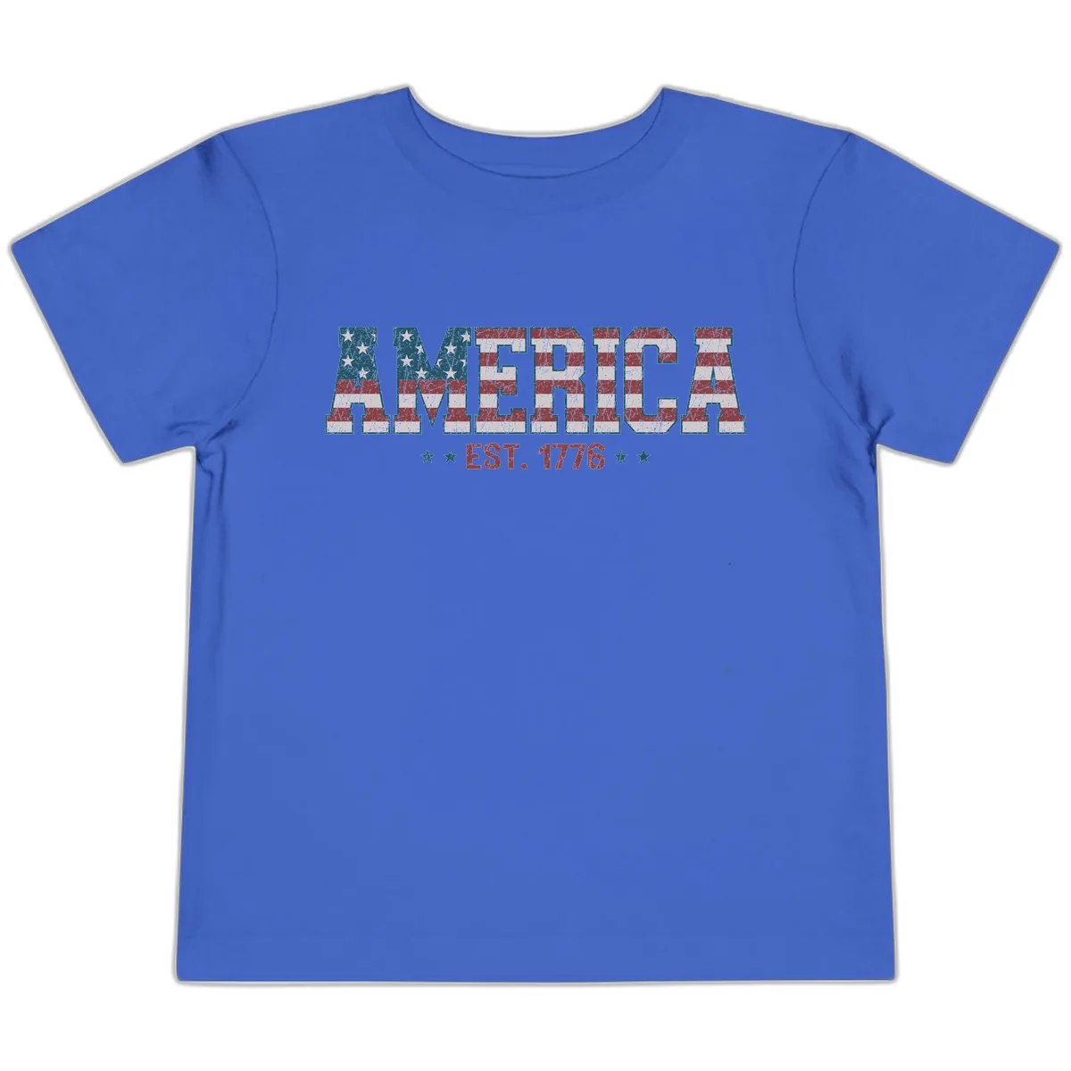 Distressed American Flag Est. 1776 Design Toddler T-Shirt in True Royal