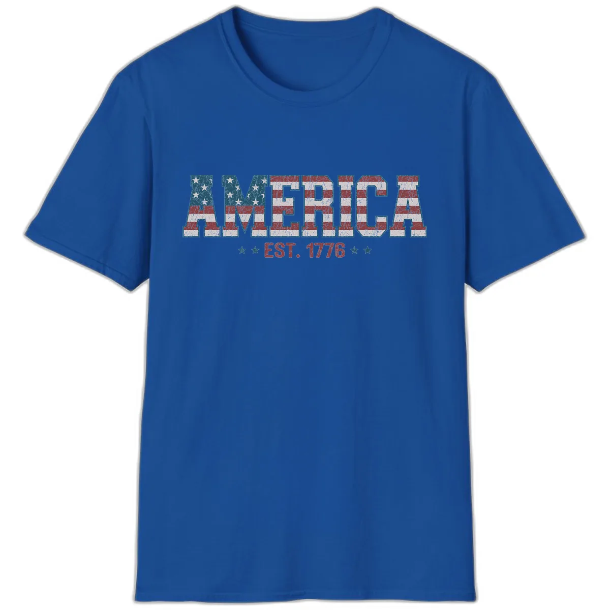 Distressed American Flag Est. 1776 Design T-Shirt in Royal