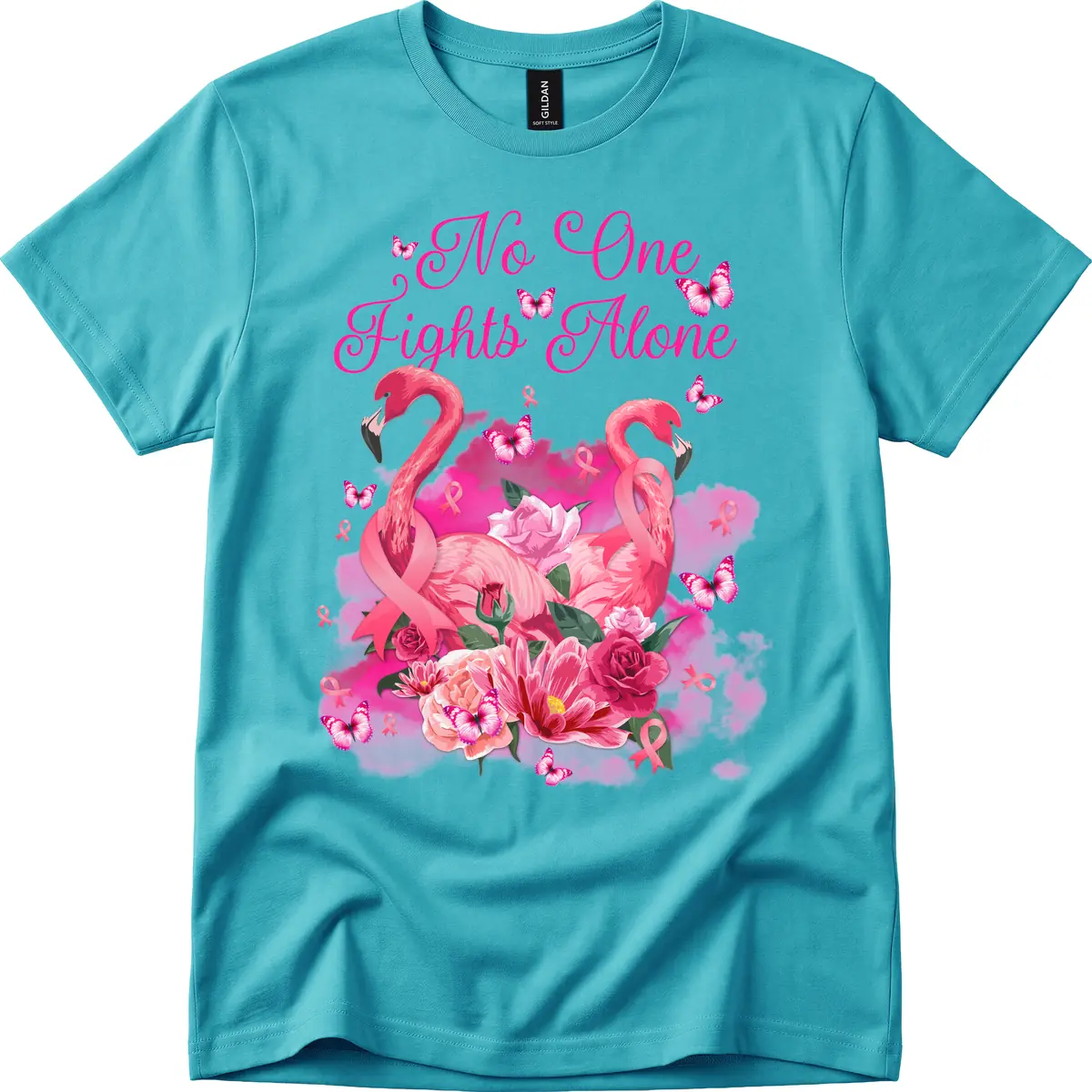 Flamingo Graphic Shirt – No One Fights Alone Ribbon | Flamingo Shirts
