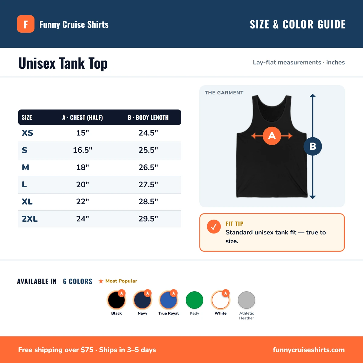 Tank size & color guide