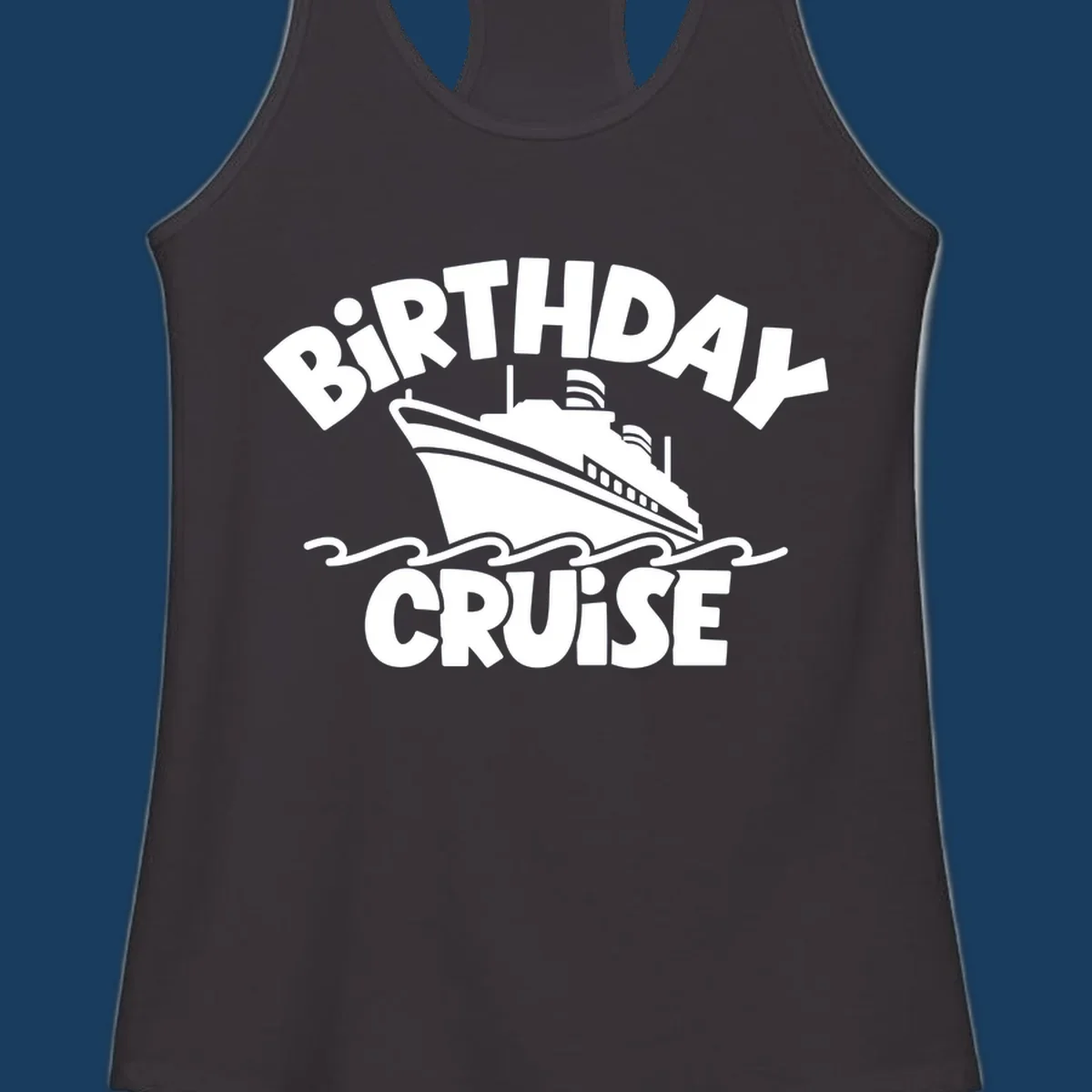 Birthday cruise ship illustration with text, birthday cruise ship
