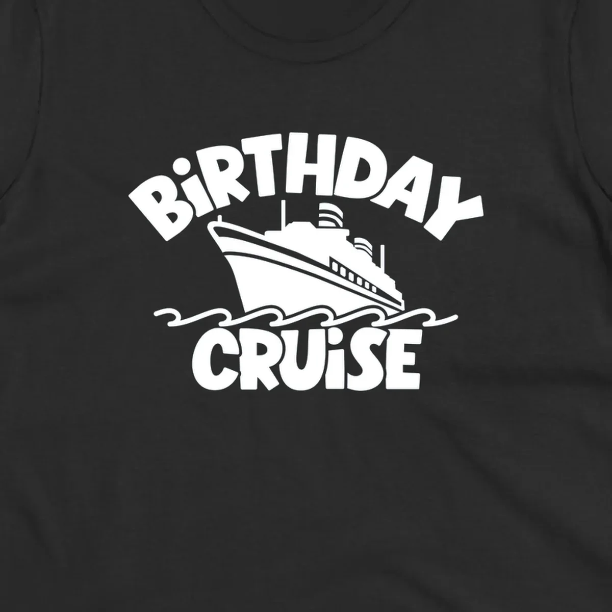 Birthday cruise ship design with text and waves