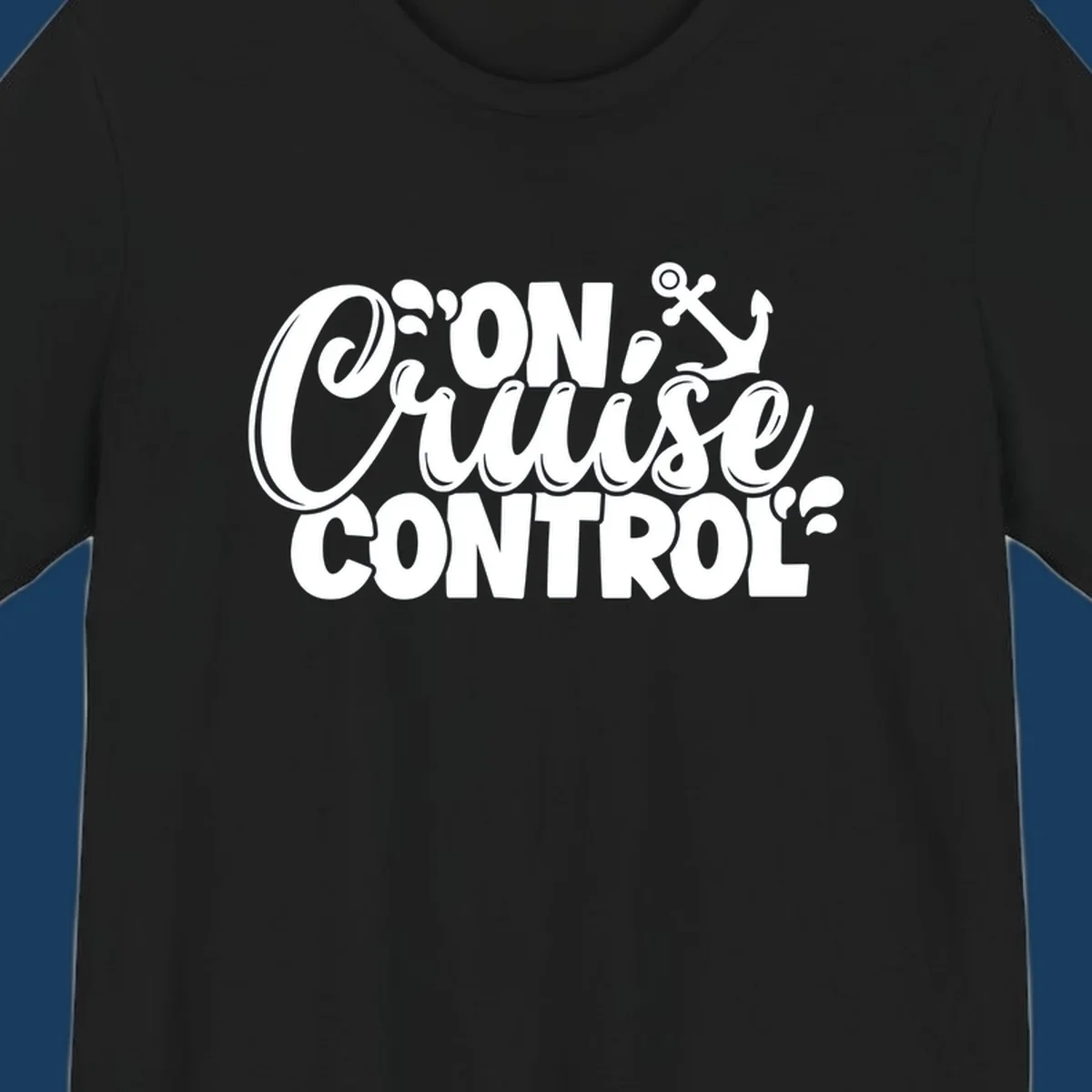 On Cruise Control typography design with anchor and water splashes.