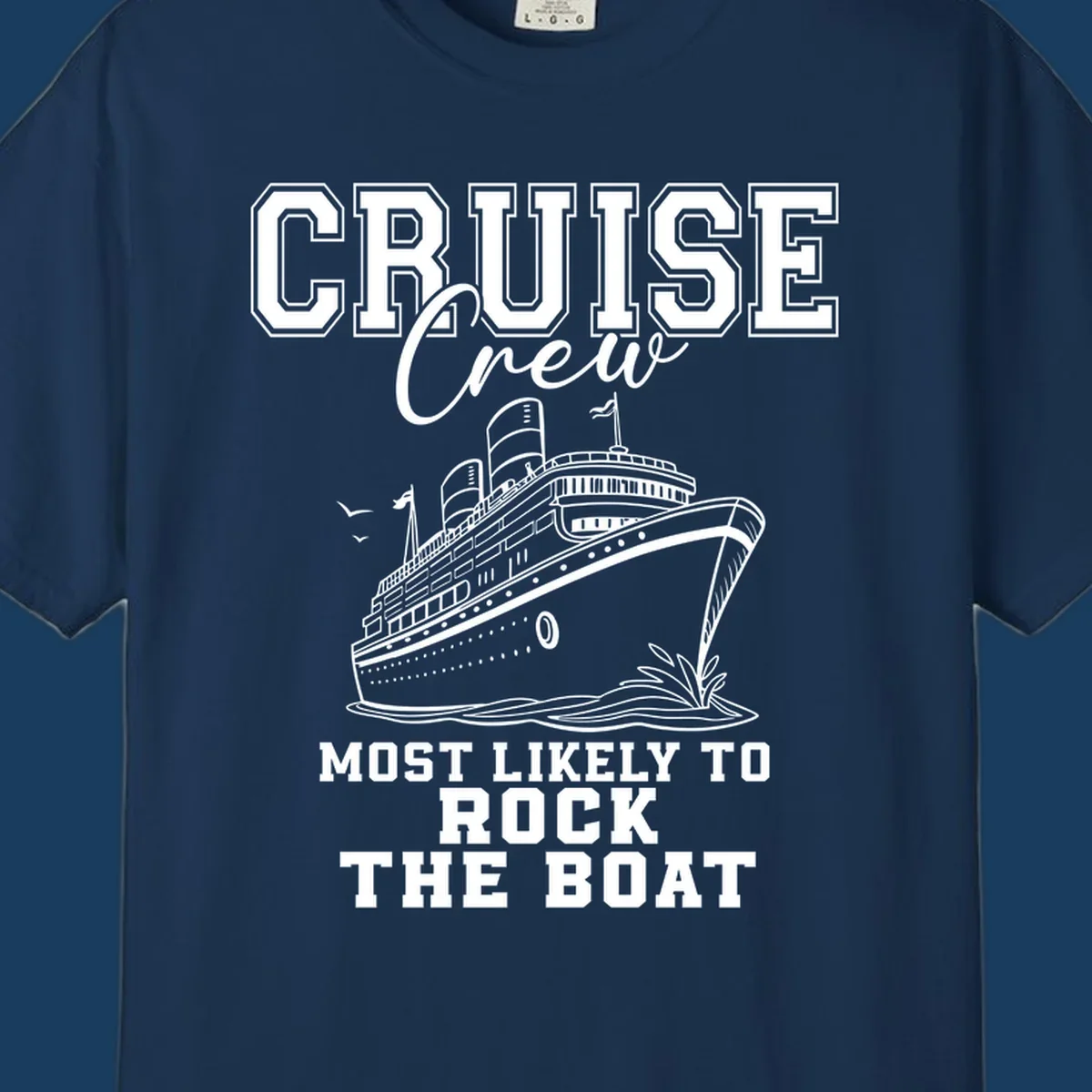 Cruise crew rocking the boat illustration with text.