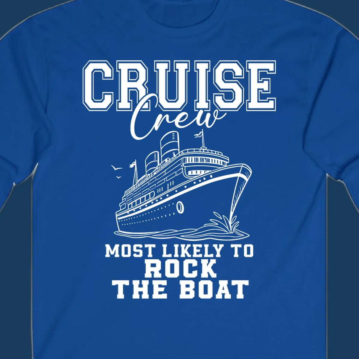 Cruise crew rocking the boat illustration with text.