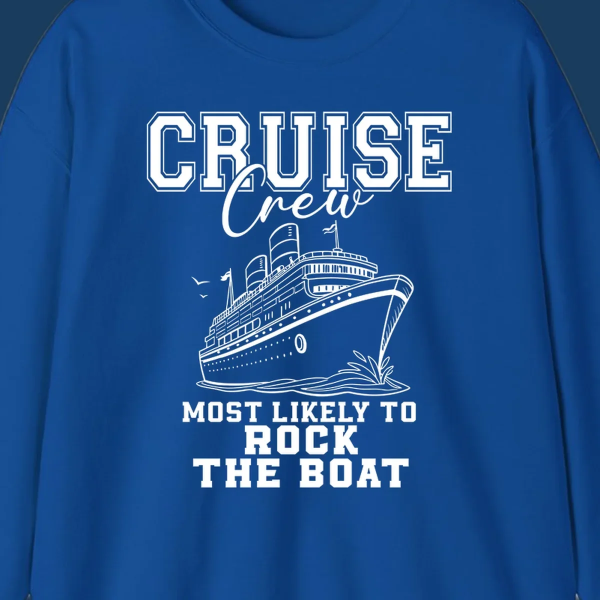 Cruise crew rocking the boat illustration with text.