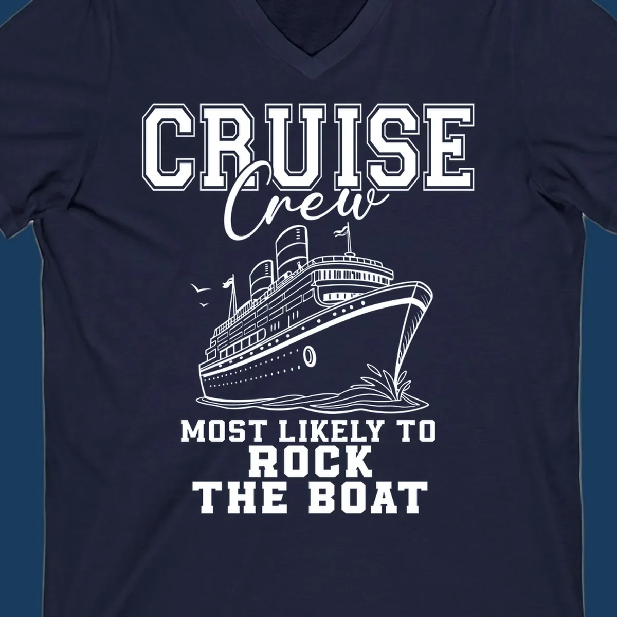 Cruise crew rocking the boat illustration with text.