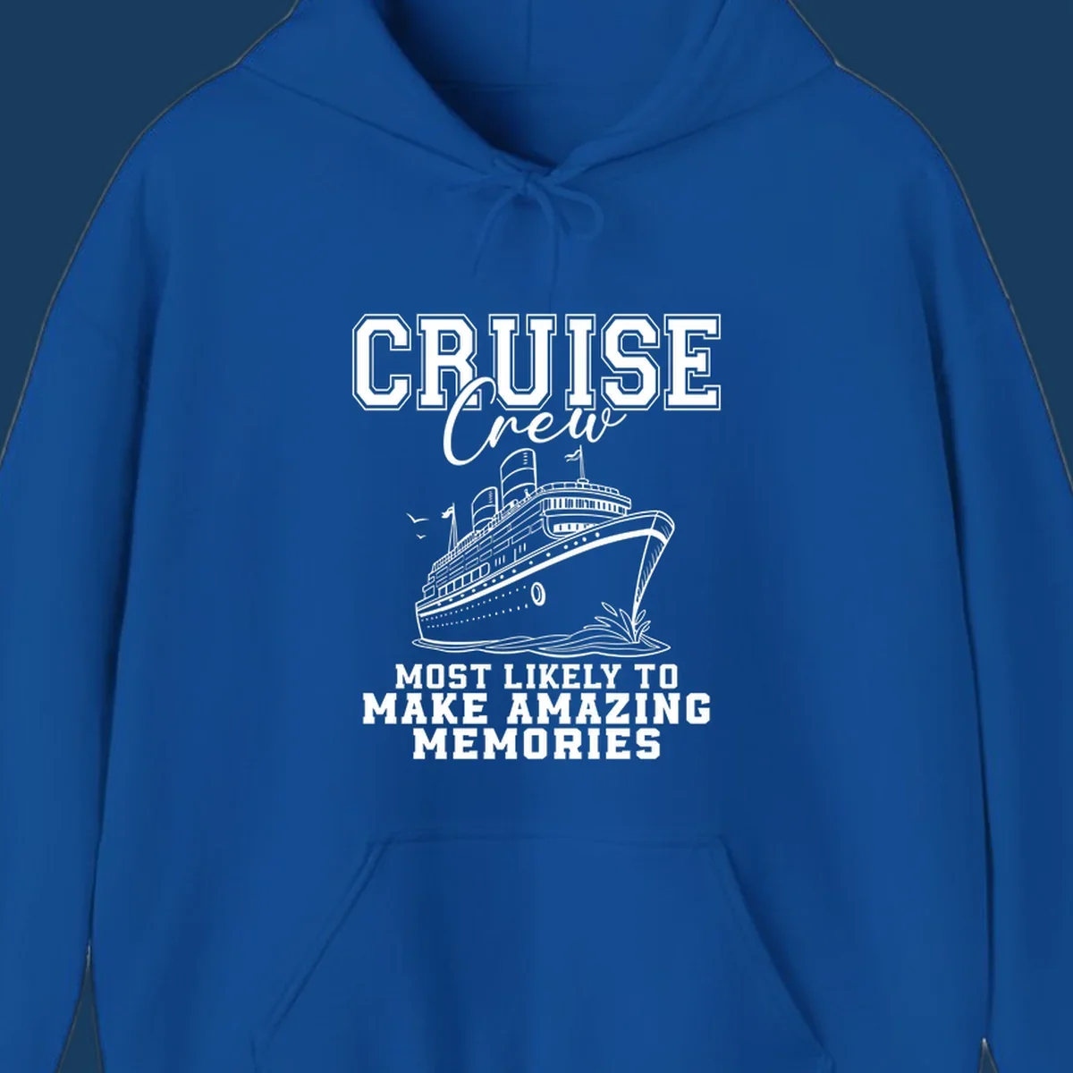 Cruise crew making amazing memories text and illustration of a cruise ship.