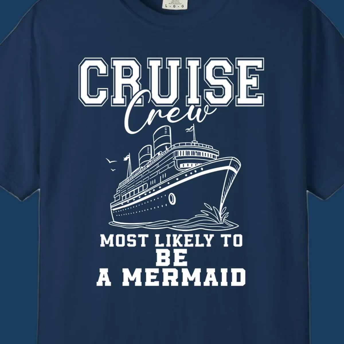 Cruise crew most likely to be a mermaid with ship illustration