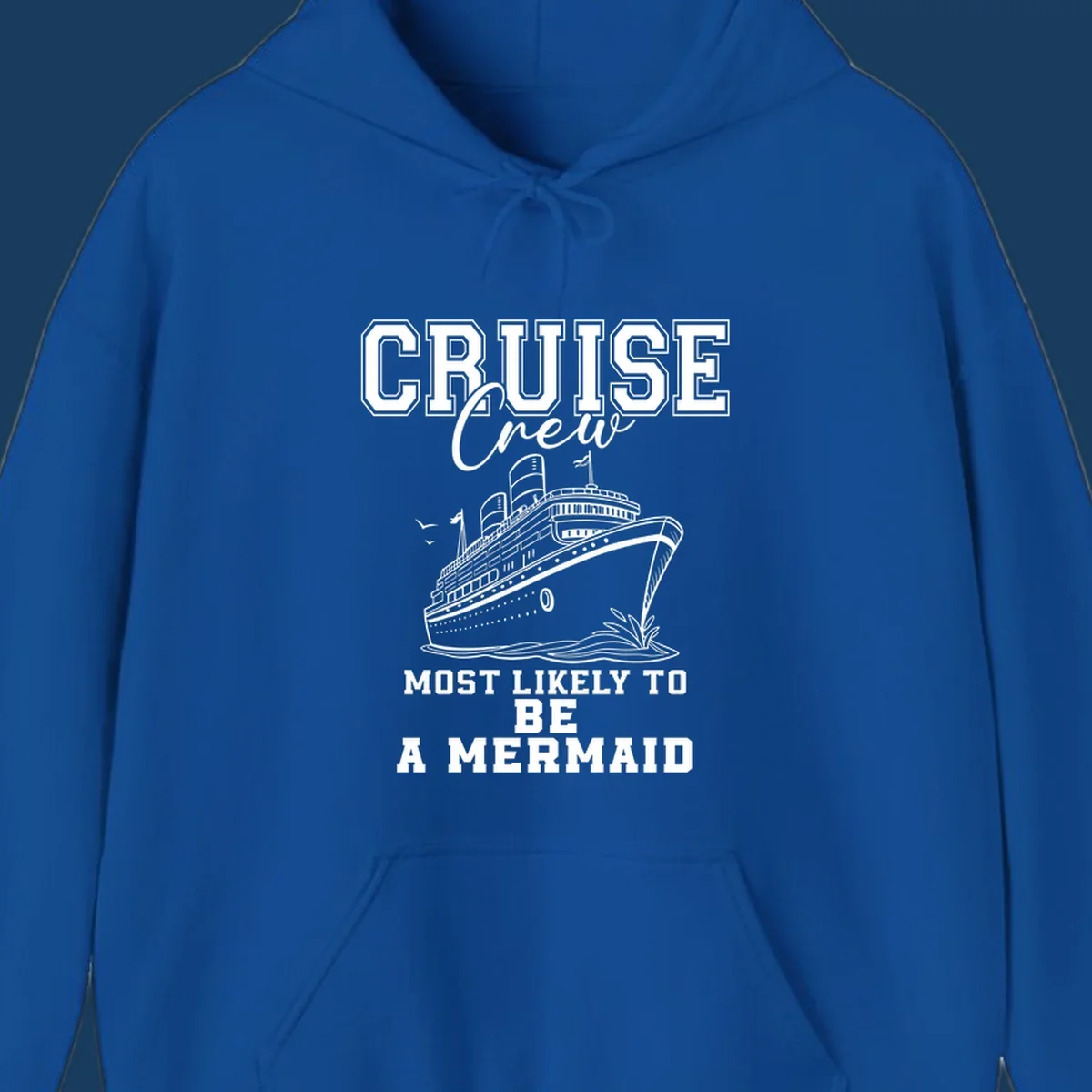 Cruise crew most likely to be a mermaid with ship illustration