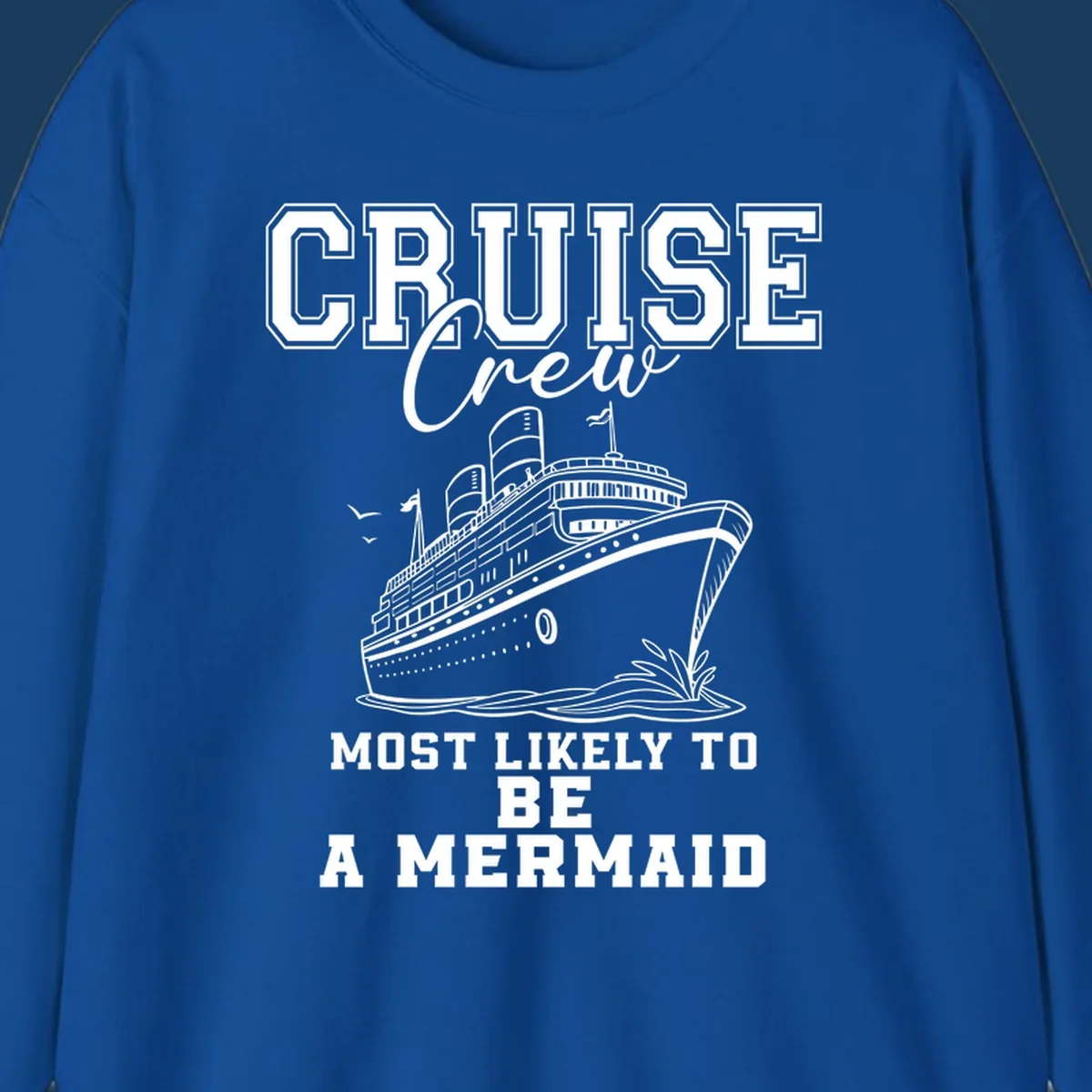 Cruise crew most likely to be a mermaid with ship illustration