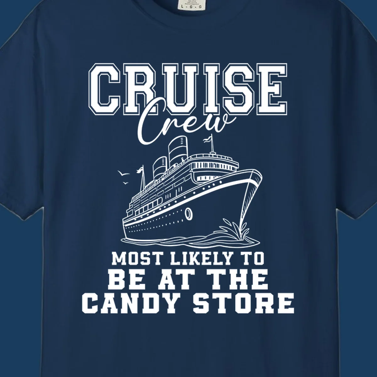 Cruise crew most likely to be at the candy store funny cruise ship illustration