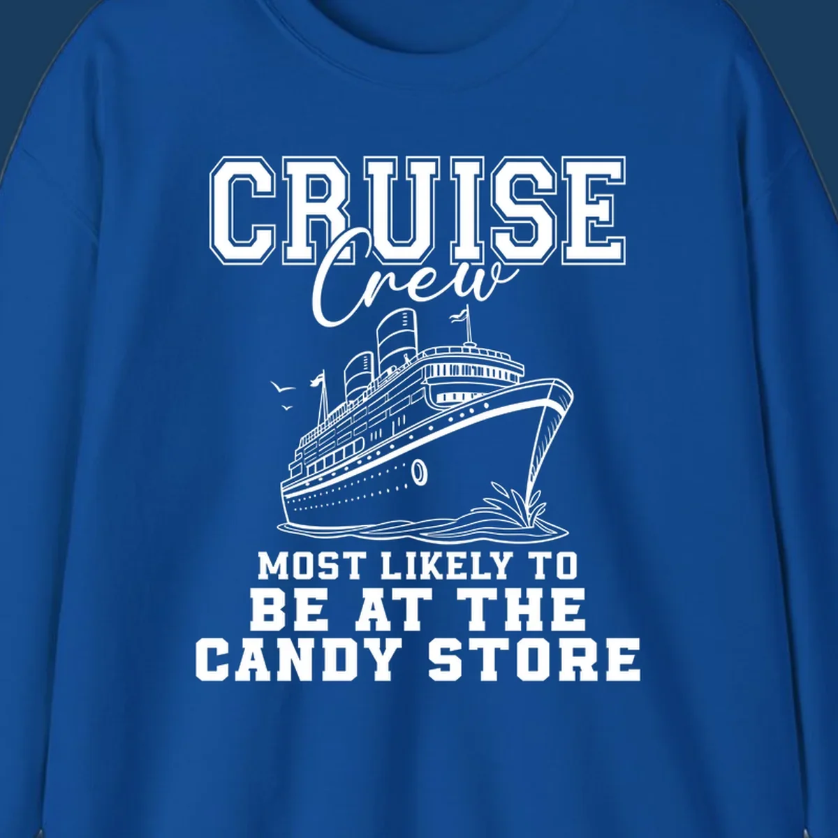 Cruise crew most likely to be at the candy store funny cruise ship illustration