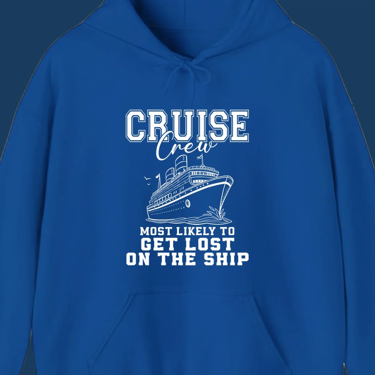 Cruise crew most likely to get lost on the ship text and illustration. Funny cruise humor.