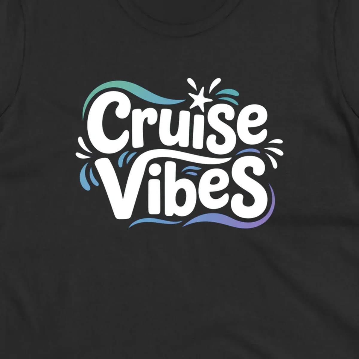 Cruise Vibes fun typography with colorful wave accents.