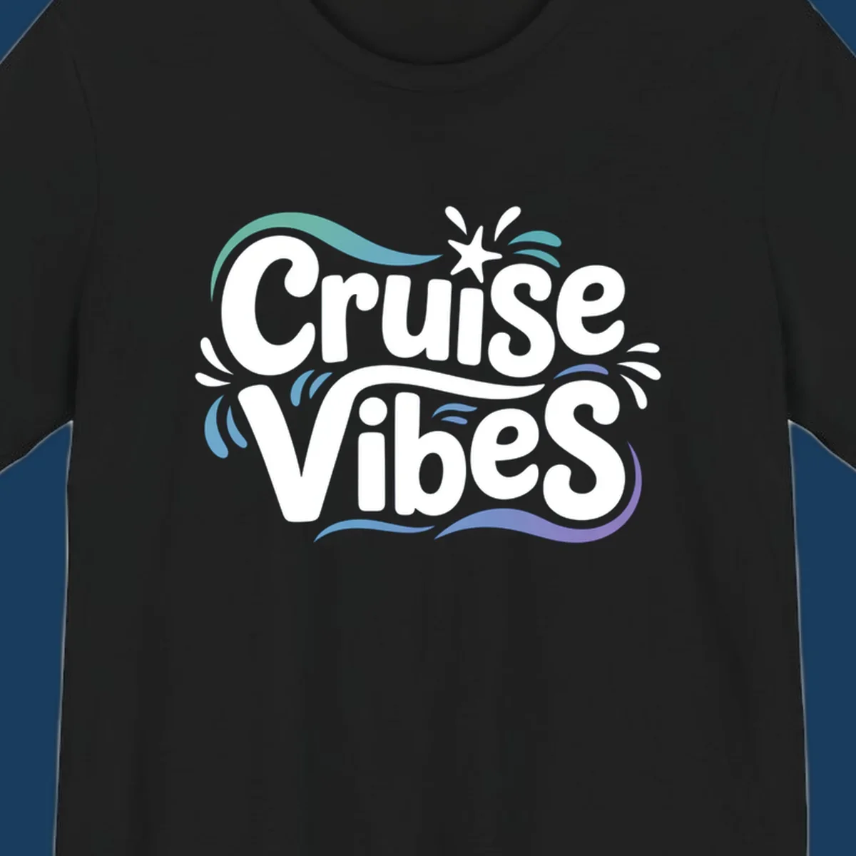 Cruise Vibes fun typography with colorful wave accents.
