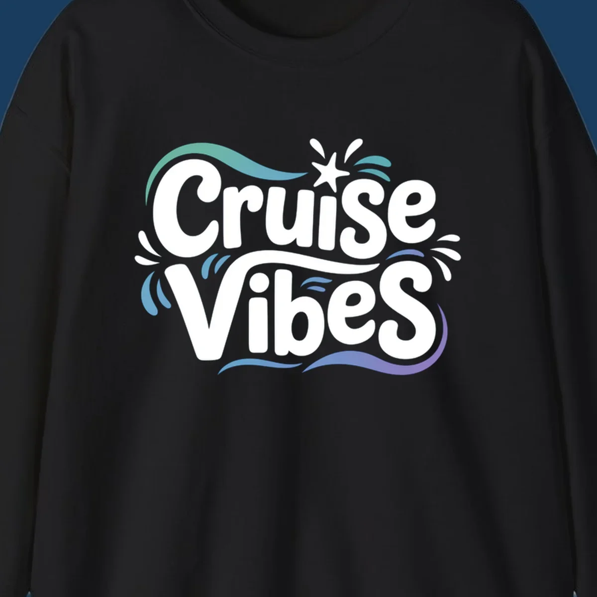 Cruise Vibes fun typography with colorful wave accents.