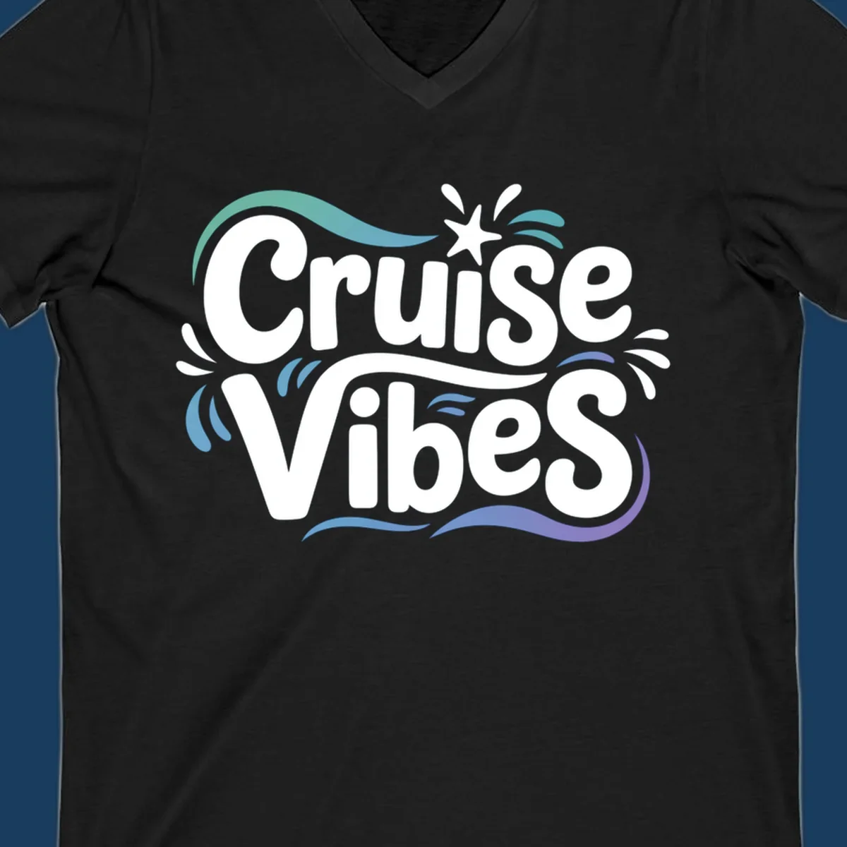Cruise Vibes fun typography with colorful wave accents.