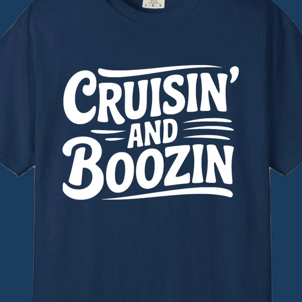 Cruisin and Boozin text design with retro typography.