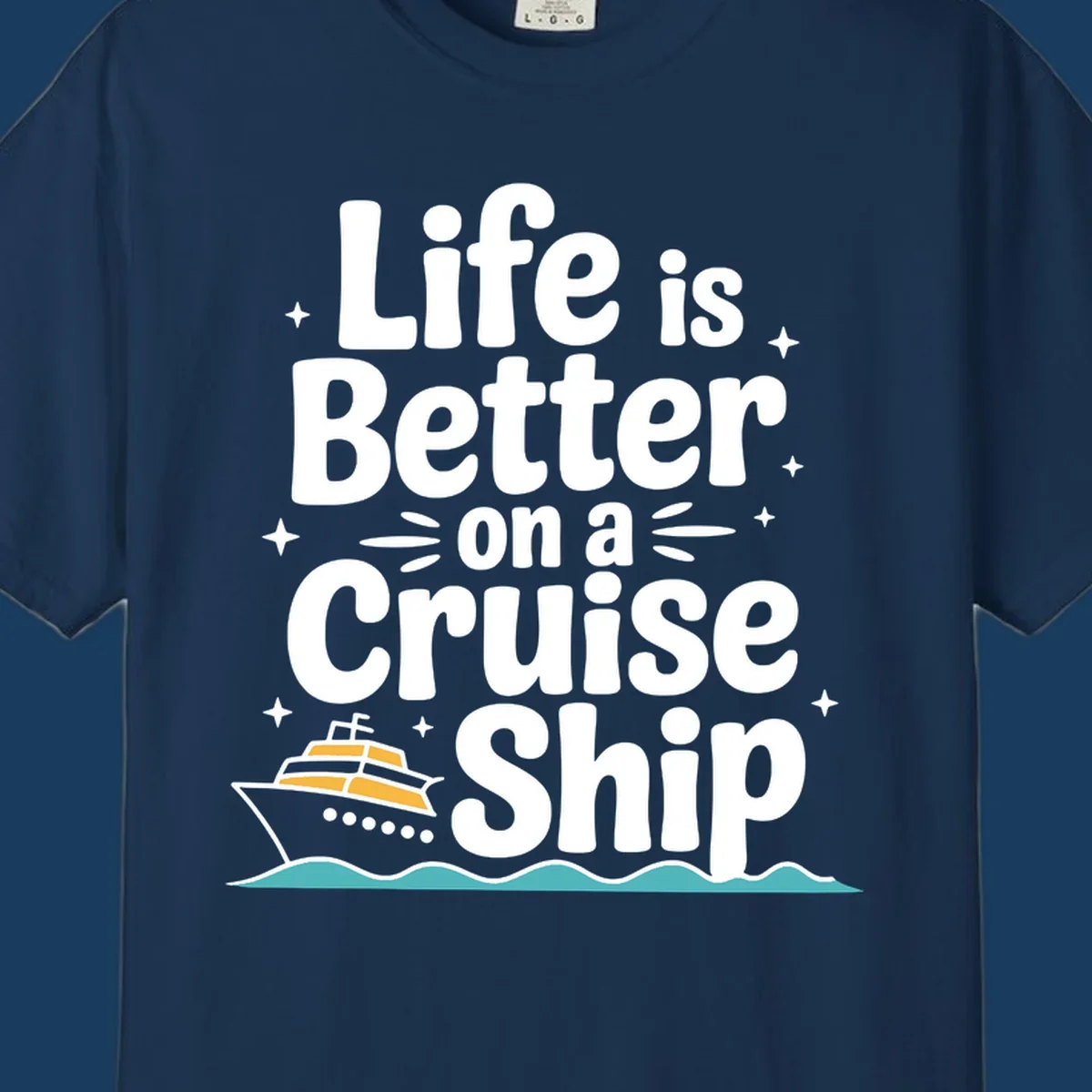 Life is better on a cruise ship text and illustration