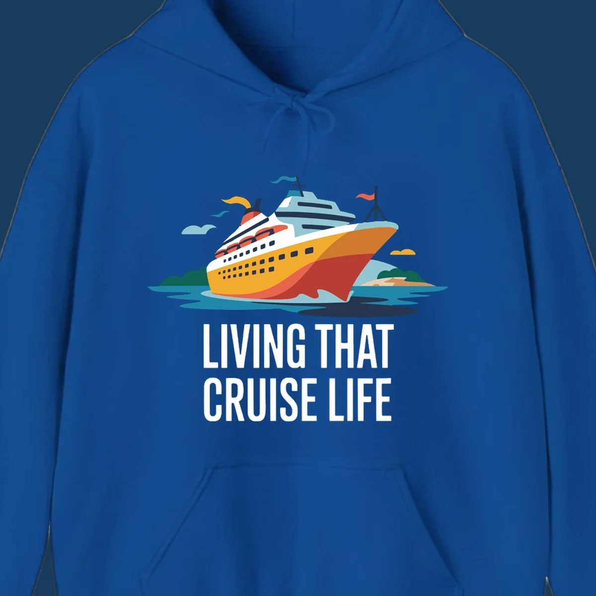 Illustration of a cruise ship with text 'LIVING THAT CRUISE LIFE', representing the living the cruise life concept.