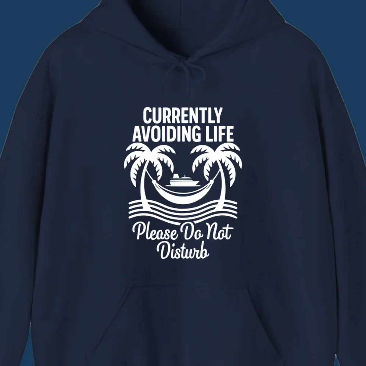 Currently avoiding life cruise design with text and tropical elements, "avoiding-life-cruise"