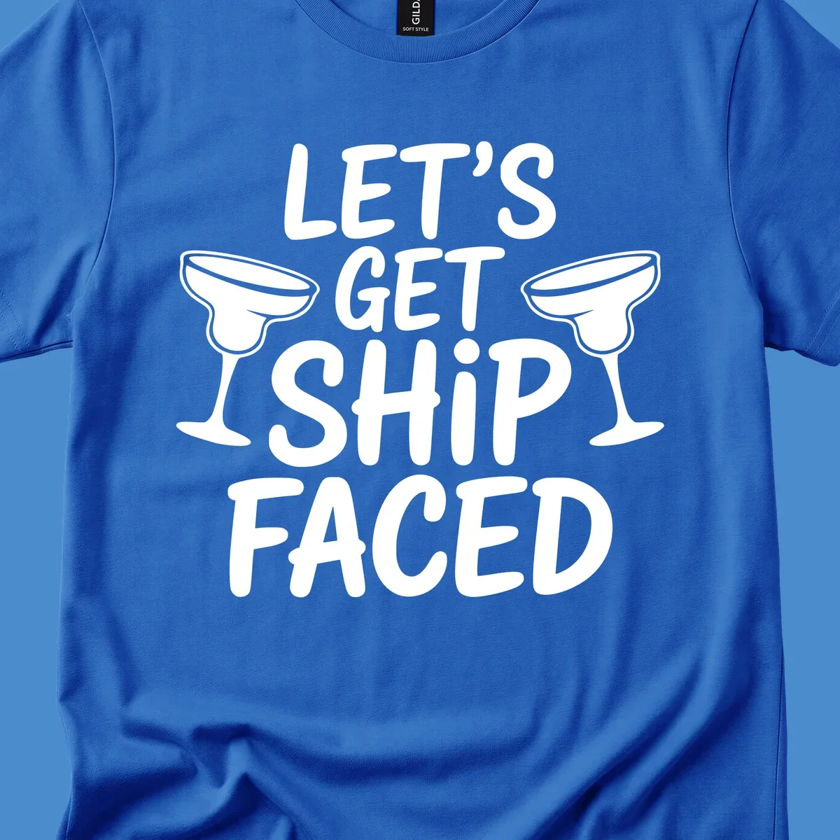 Let's Get Ship Faced text with margarita glasses for cruise vacation shirt