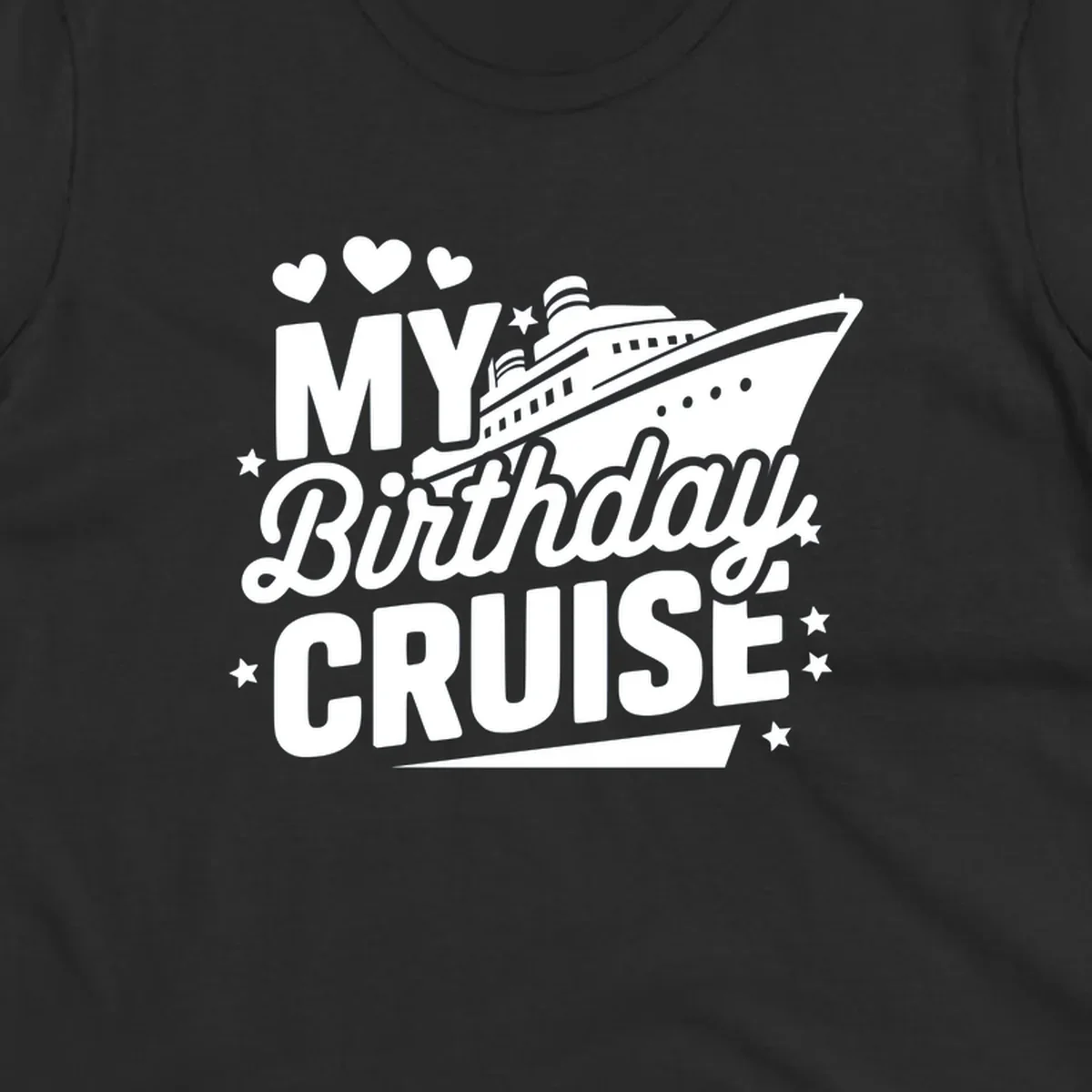 Birthday cruise ship graphic with text 'My Birthday Cruise'