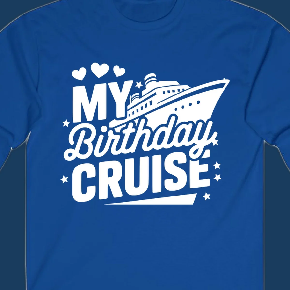 Birthday cruise ship graphic with text 'My Birthday Cruise'