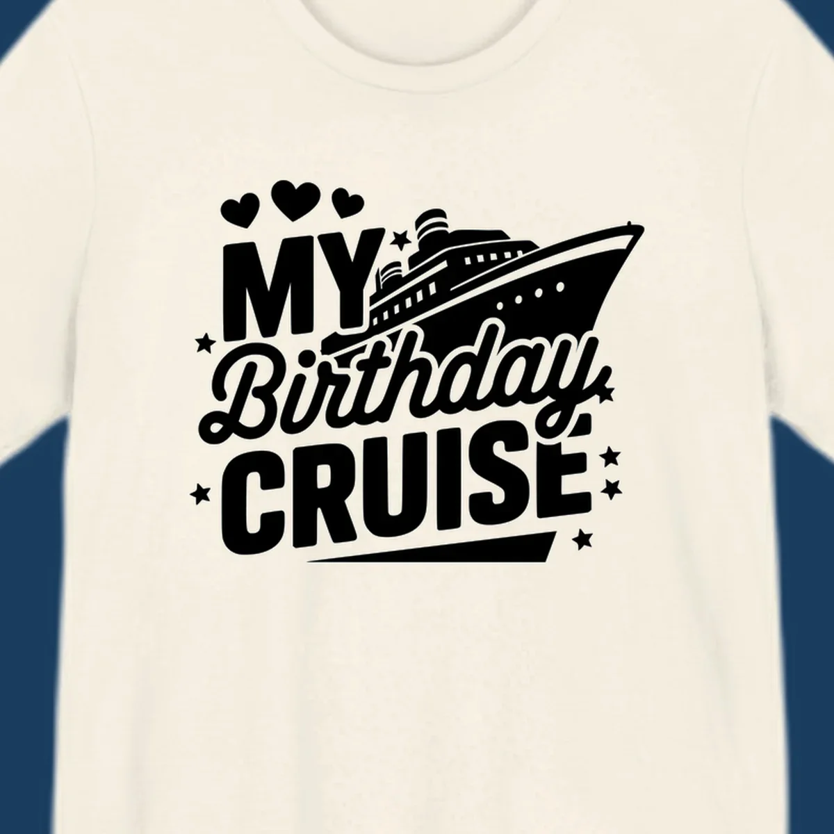 Birthday cruise ship graphic with text 'My Birthday Cruise'