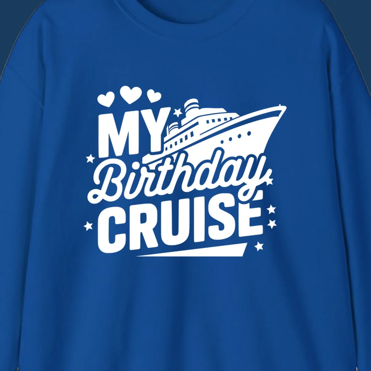 Birthday cruise ship graphic with text 'My Birthday Cruise'