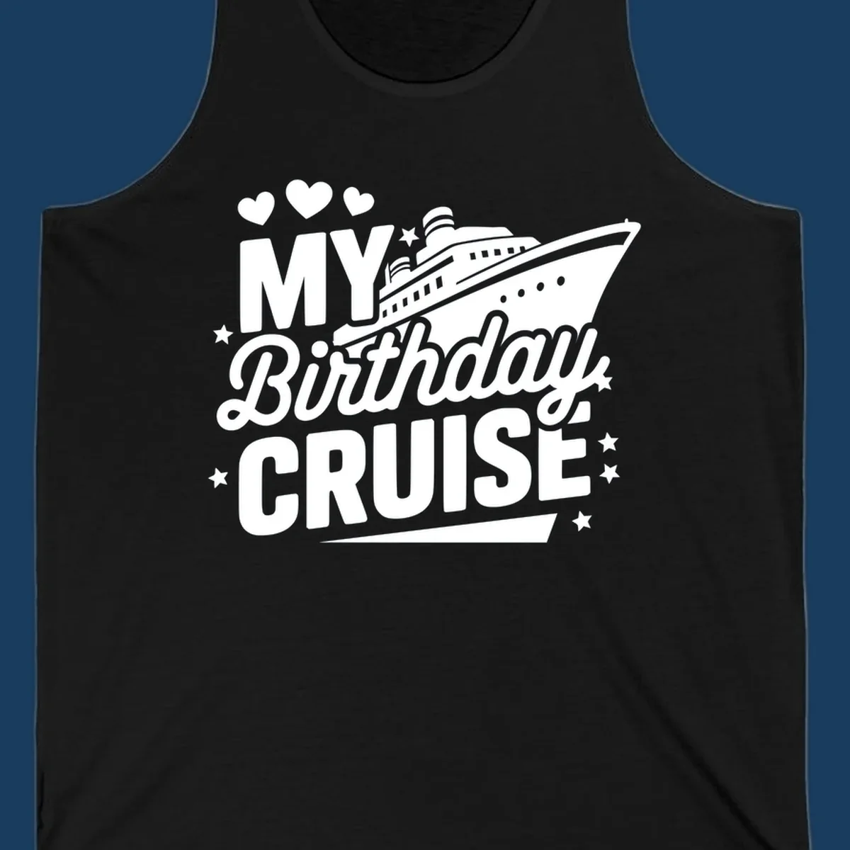 Birthday cruise ship graphic with text 'My Birthday Cruise'